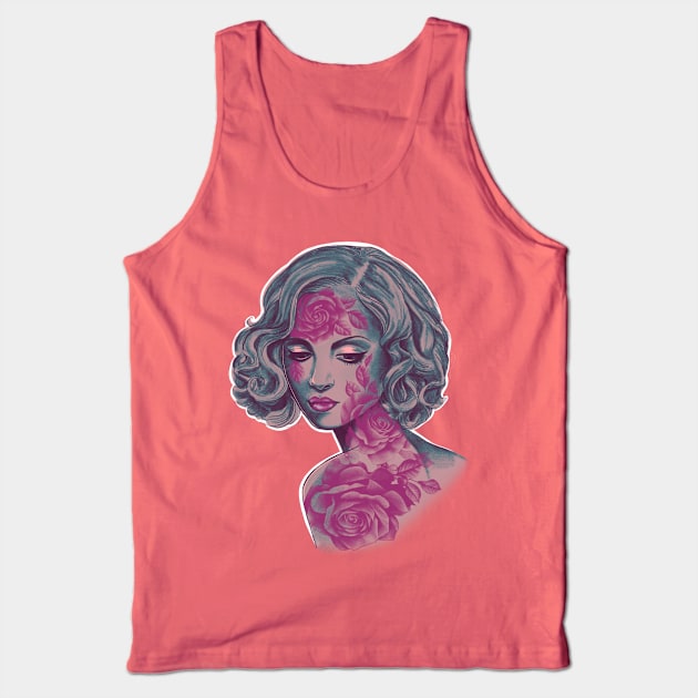 Retro Rose Girl Tank Top by Huldra Tattoo